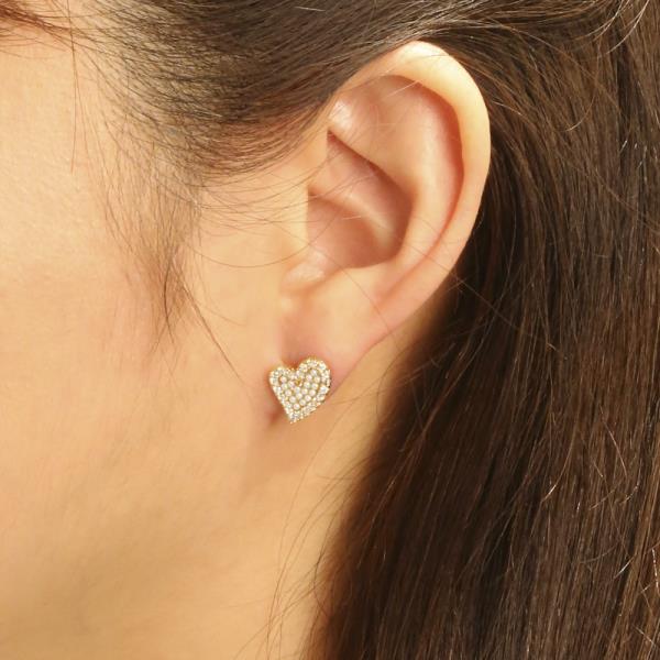 14K GOLD/ WHITE GOLD DIPPED PEARL PAVE HEART POST EARRING