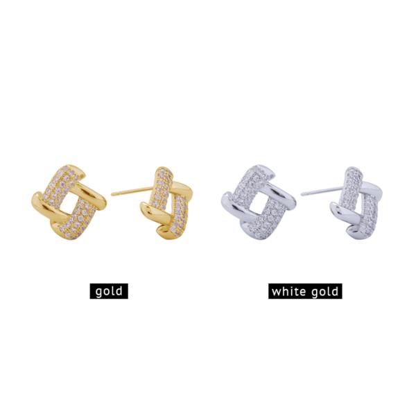 14K GOLD/ WHITE GOLD DIPPED INFINITY SQUARE POST EARRING