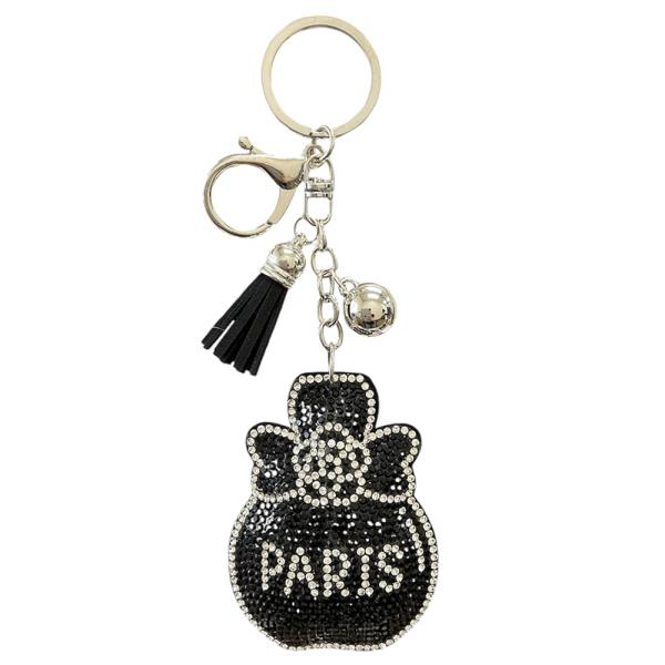 RHINESTONE PARIS KEYCHAIN WITH TASSEL