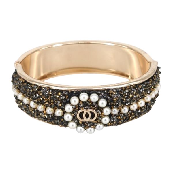 PEARL RHINESTONE BANGLE BRACELET