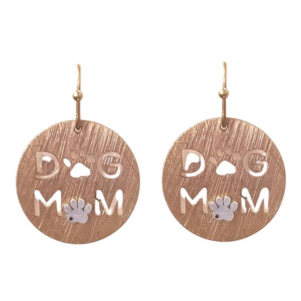 DOG MOM ROUND DANGLE EARRING