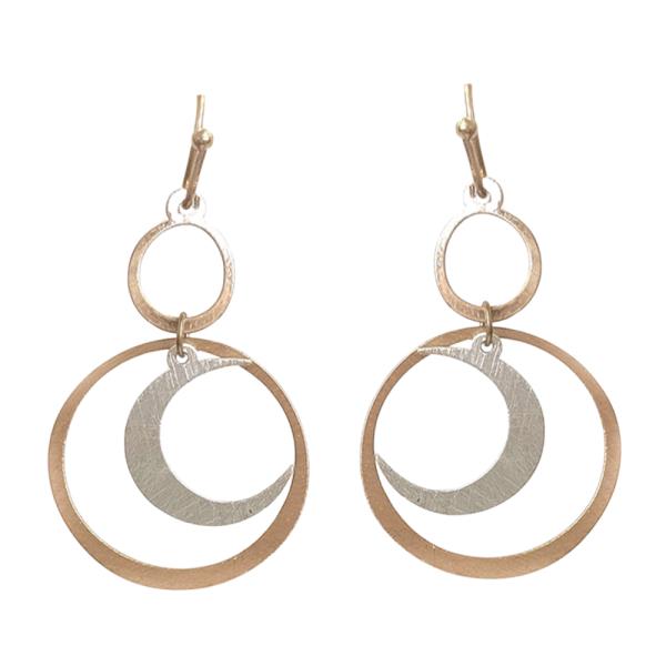 DOUBLE ROUND CRESCENT DANGLE EARRING