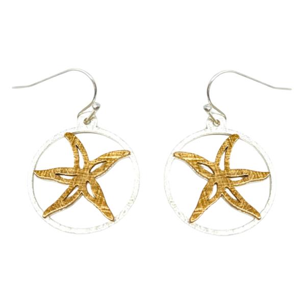 TWO TONE STARFISH DANGLE EARRING