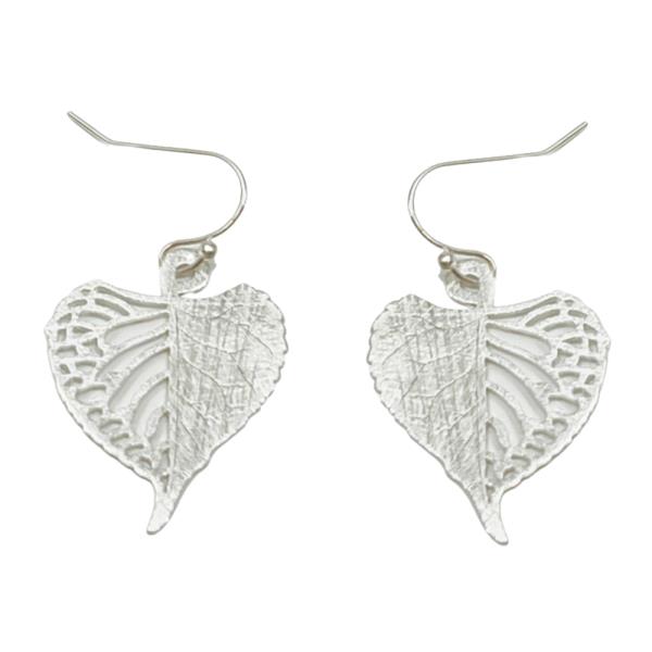 METAL BRASS LEAF DANGLE EARRING