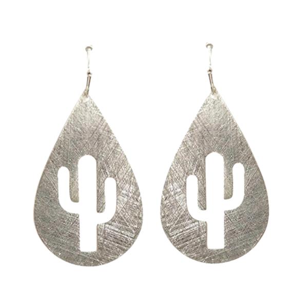 BRASS TEARDROP CACTUS DANGLE EARRING