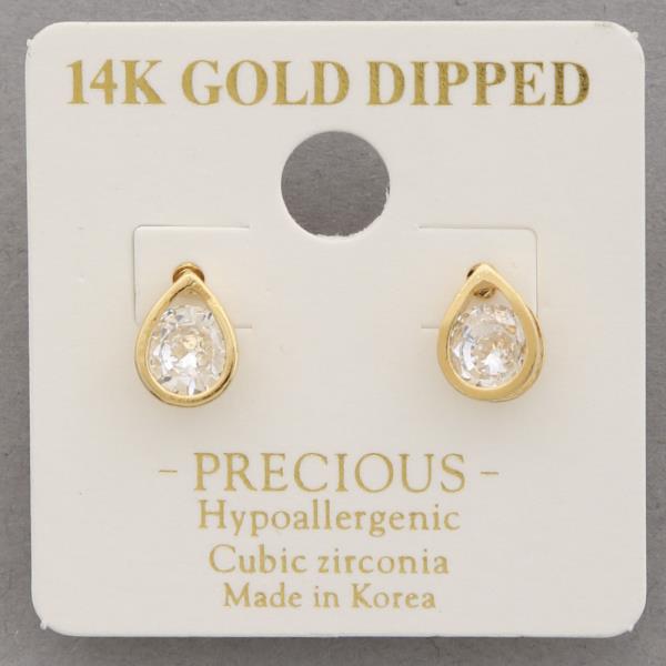 14K GOLD DIPPED CZ TEARDROP EARRING