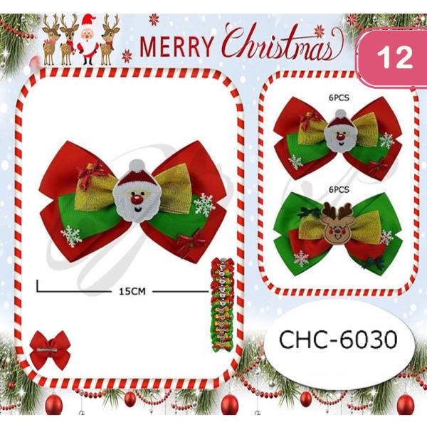 CHRISTMAS HAIR BOW PINS (12 UNITS)