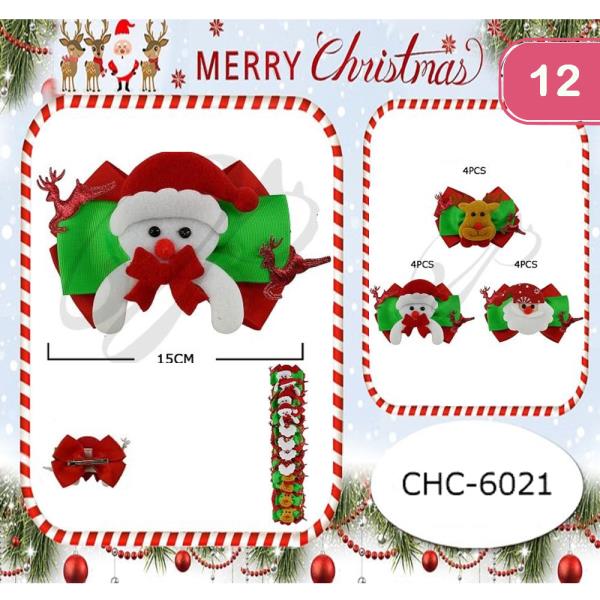 CHRISTMAS HAIR BOW PINS (12 UNITS)