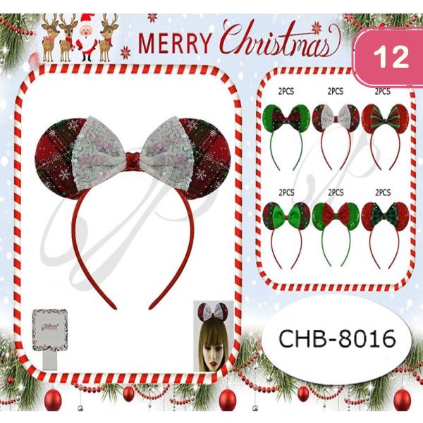 CHRISTMAS EARS HEADBAND (12 UNITS)