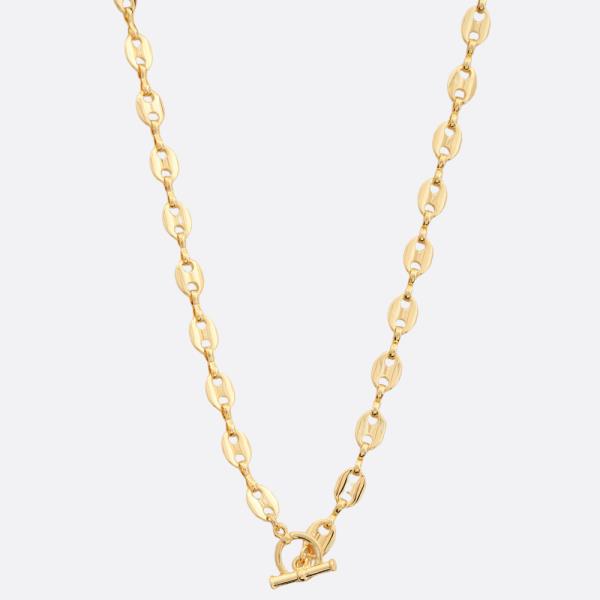 SODAJO OVAL LINK TOGGLE CLASP GOLD DIPPED NECKLACE