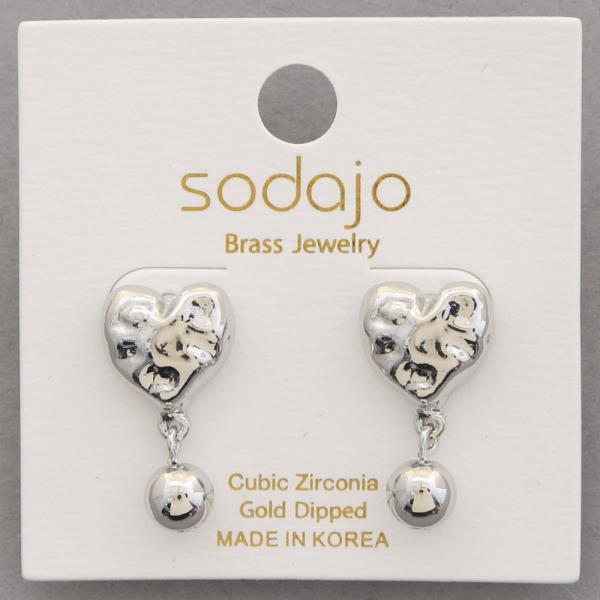 SODAJO HEART BALL BEAD LINK GOLD DIPPED EARRING