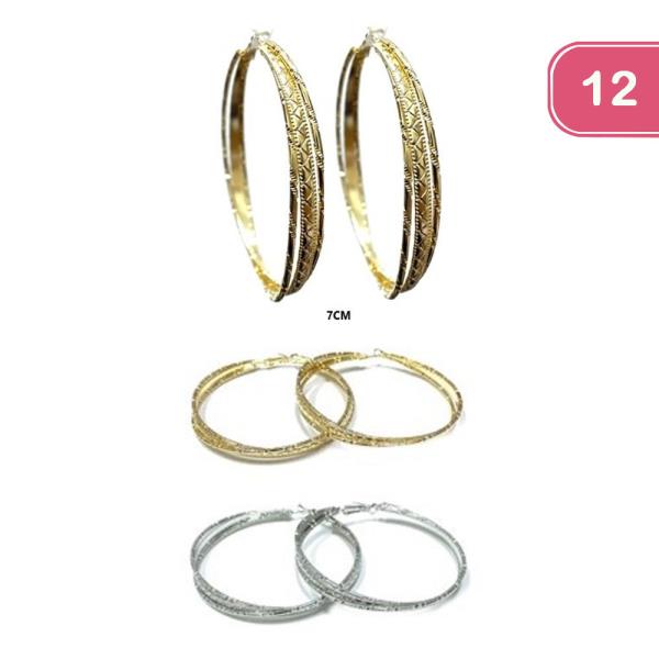 TEXTURED LAYERED HOOP EARRING (12 UNITS)