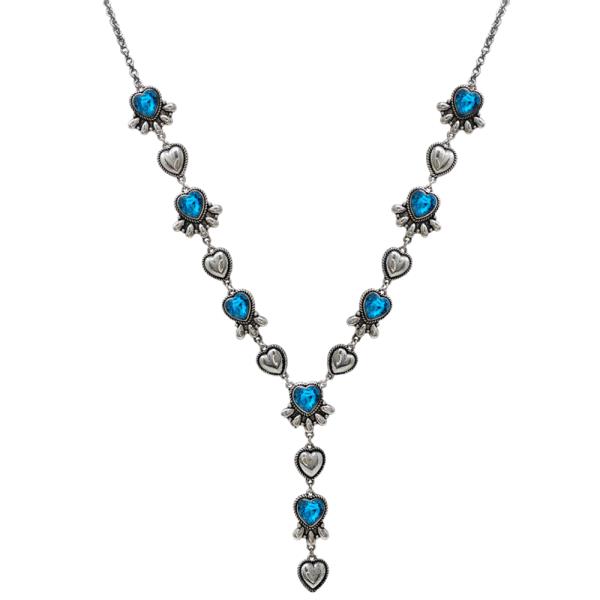 WESTERN STYLE HEART CRYSTAL Y SHAPE NECKLACE