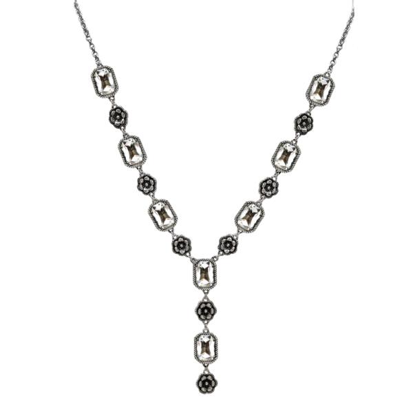 WESTERN STYLE FLOWER CRYSTAL Y SHAPE NECKLACE