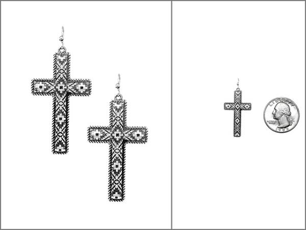 WESTERN STYLE CROSS DANGLE EARRING