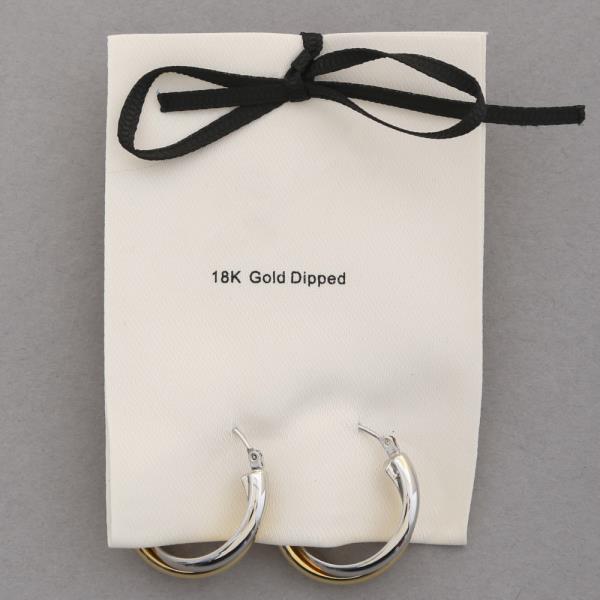 18K GOLD DIPPED TWO TONE DOUBLE HOOP EARRING