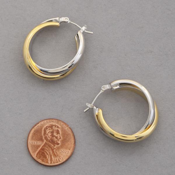 18K GOLD DIPPED TWO TONE DOUBLE HOOP EARRING