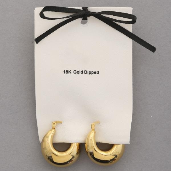 18K GOLD DIPPED PUFFY HOOP EARRING