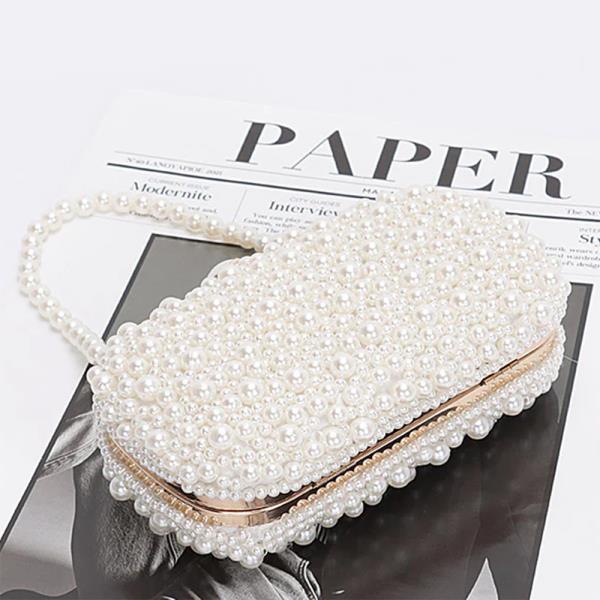 FAUX PEARL HANDMANDE PARTY CLUTCH BAG