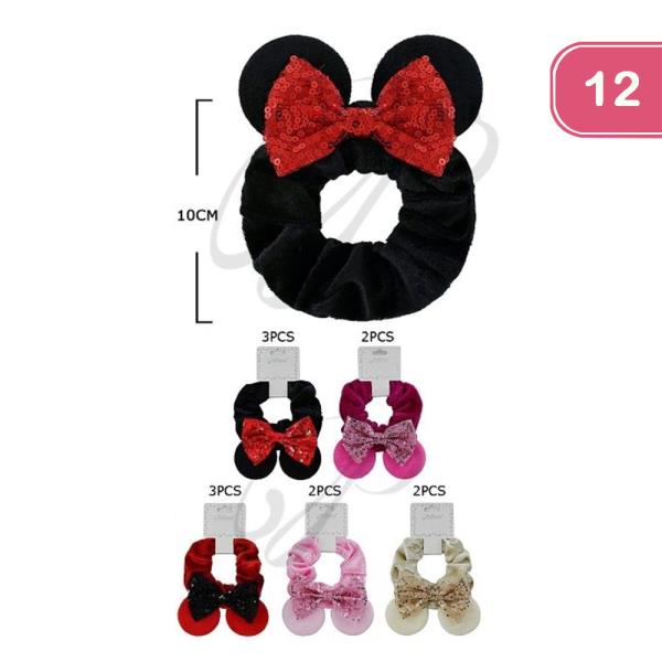 SEQUINS BOW HAIR SCRUNCHIE (12 UNITS)