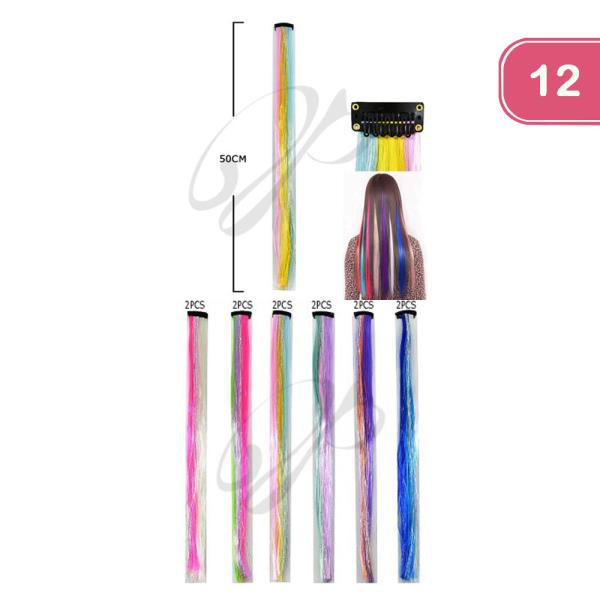 COLORED HAIR EXTENSION CLIP (12 UNITS)