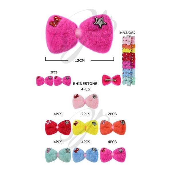 FURRY HAIR BOW PIN (24 UNITS)