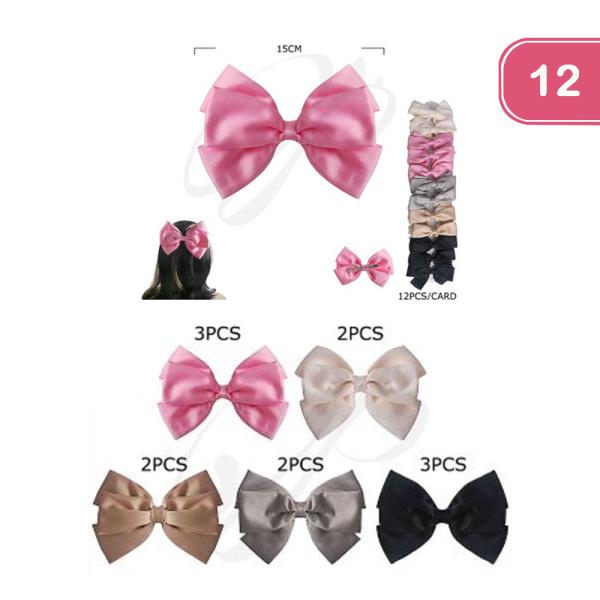 SILK HAIR BOW PIN (12 UNITS)