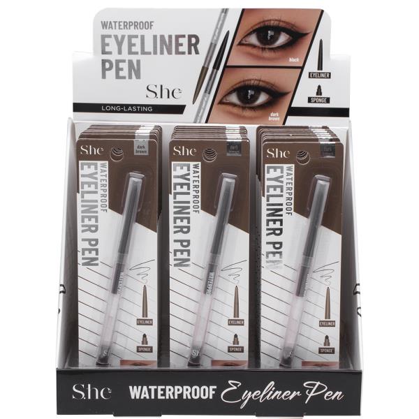 SHE LONG LASTING WATERPROOF EYELINER PEN (24 UNITS)