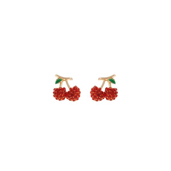 CHERRY W STONE POST EARRING