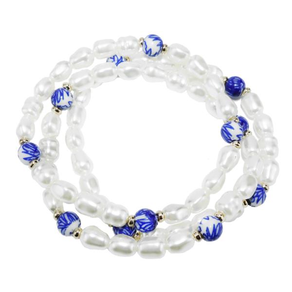 BLUE BEADED PEARL BRACELET