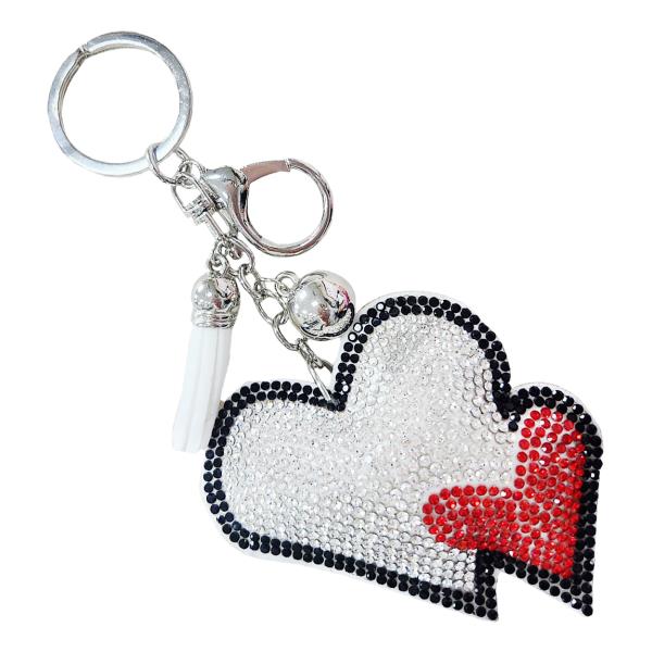 DOUBLE HEART TASSEL KEYCHAIN