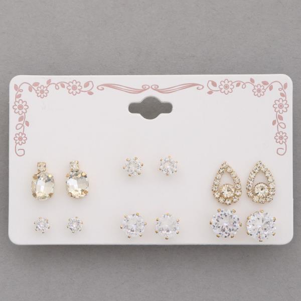 RHINESTONE ASSORTED EARRING SET