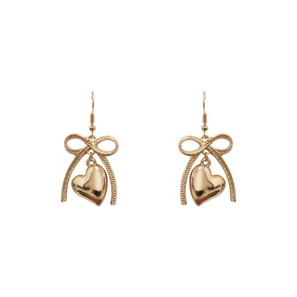 BOW & HEART DANGLE EARRING