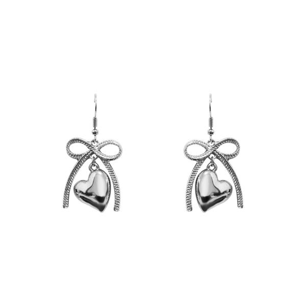 BOW & HEART DANGLE EARRING