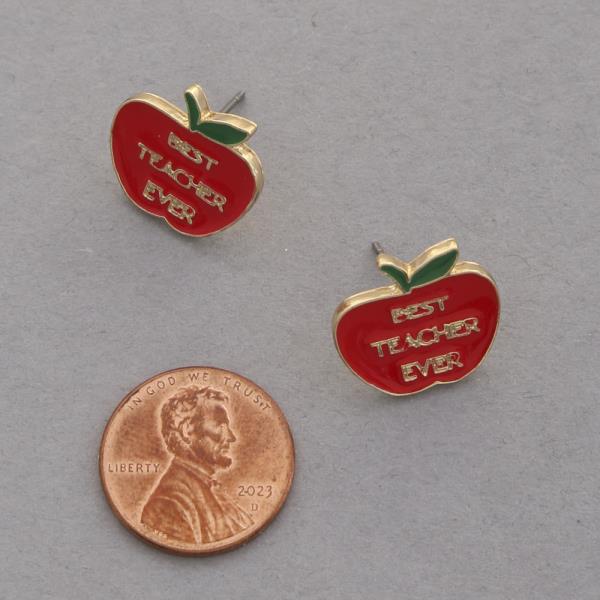 BEST TEACHER EVER APPLE EARRING