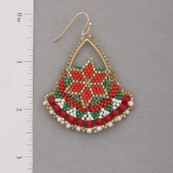 CHRISTMAS BRICK STITCH TEARDROP DANGLE EARRING