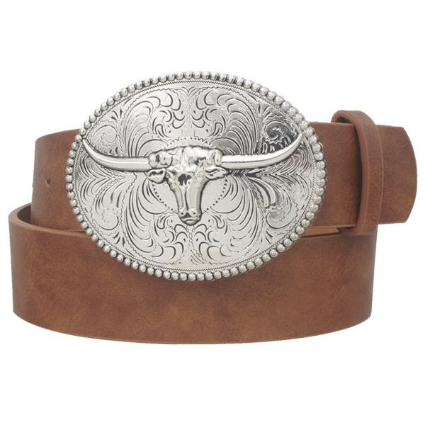 FLORA SWIRL LONGHORN OVAL BUCKLE BELT