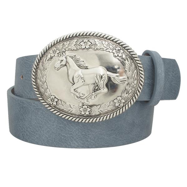 RUNNING HORSE OVAL BUCKLE BELT