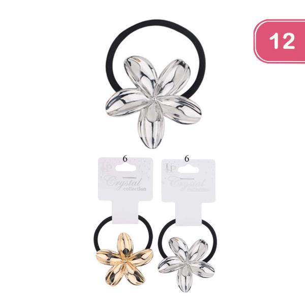 HAWAIIAN FLOWER METAL HAIR TIE (12 UNITS)