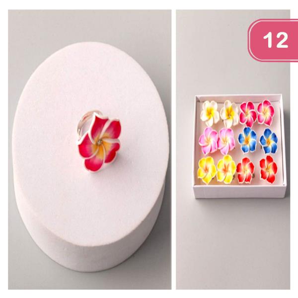 HAWAII FLOWER PLUMERIA ADJUSTABLE RING (12 UNITS)