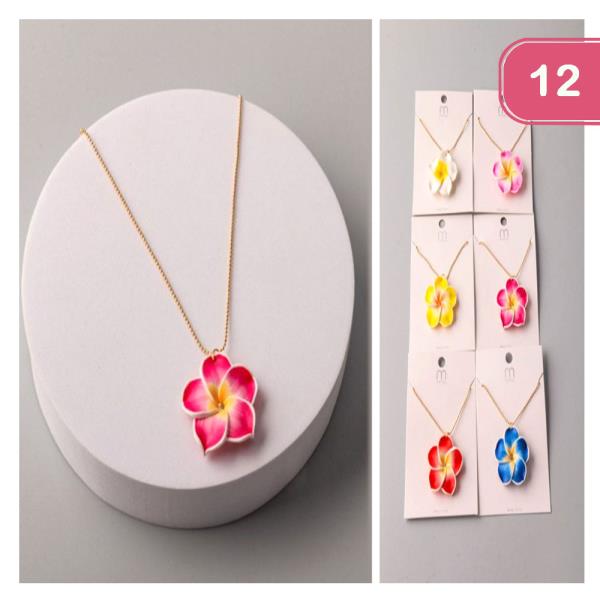 HAWAII FLOWER CHARM NECKLACE (12 UNITS)