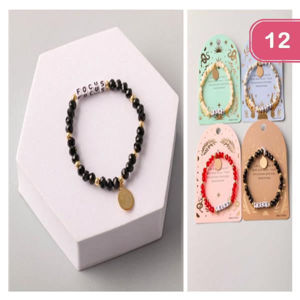 FOCUS CHARM CRYSTAL BEADED BRACELET (12 UNITS)