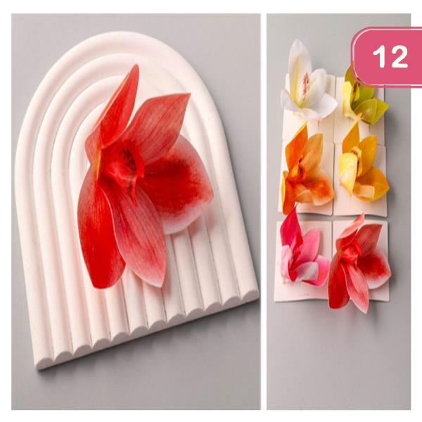 HAWAII TROPICAL FLOWER ORCHID HAIR PIN CLIP (12 UNITS)