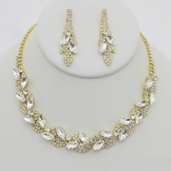 RHINESTONE NECKLACE EARRING SET