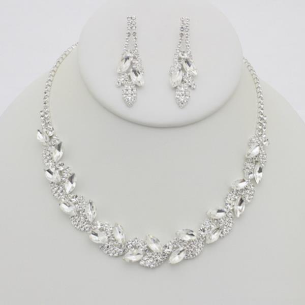 RHINESTONE NECKLACE EARRING SET