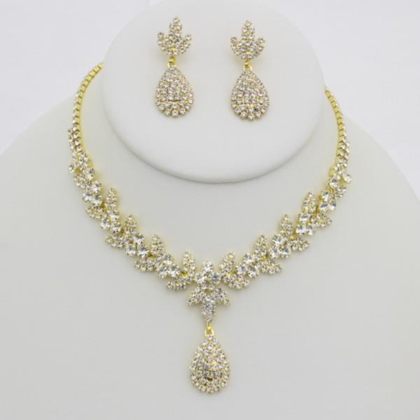 RHINESTONE NECKLACE EARRING SET