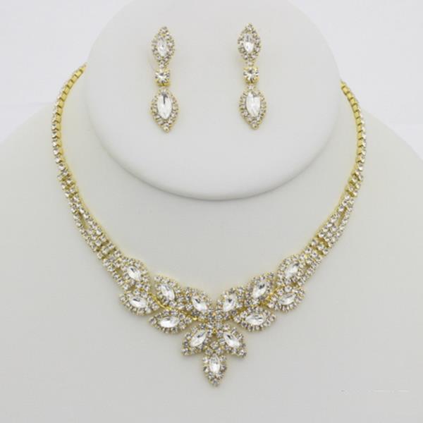 RHINESTONE NECKLACE EARRING SET