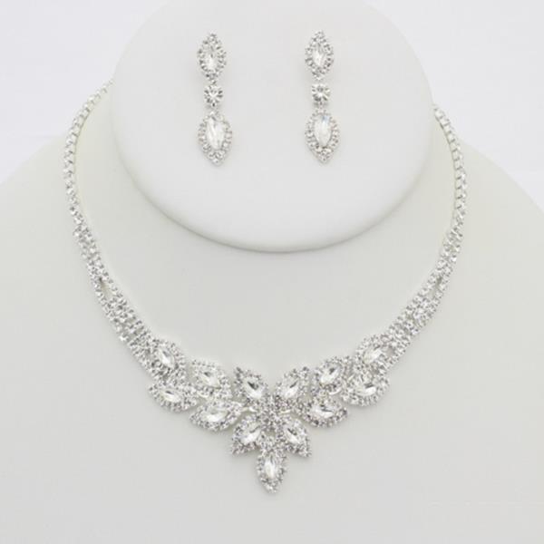 RHINESTONE NECKLACE EARRING SET