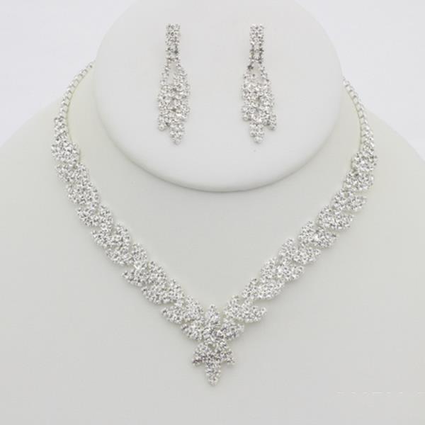 RHINESTONE NECKLACE EARRING SET