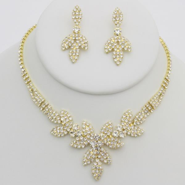 RHINESTONE NECKLACE EARRING SET